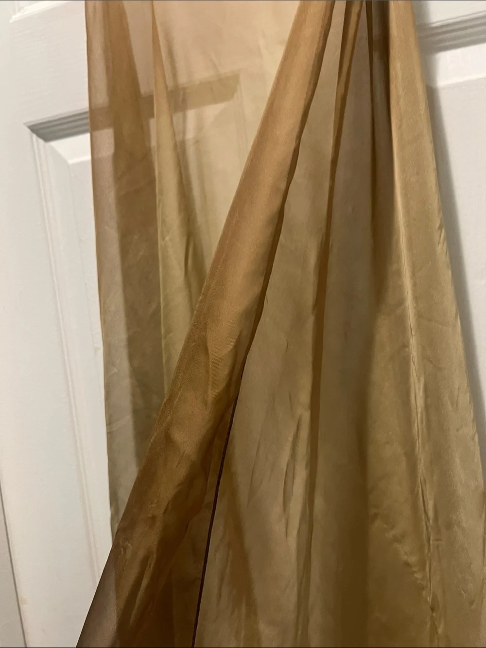 Ralph Lauren Two-Tone Sheer Silk Wrap Scarf in Cream and Brown - Picture 5 of 6
